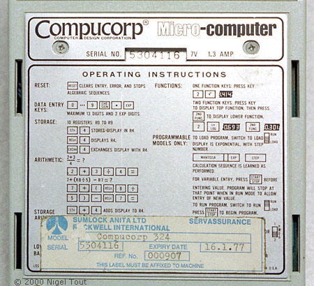 Label of Sumlock-Compucorp  324G