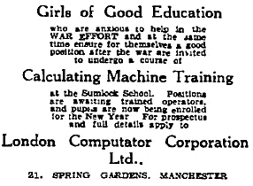 Advertisement for the Sumlock School from 1941